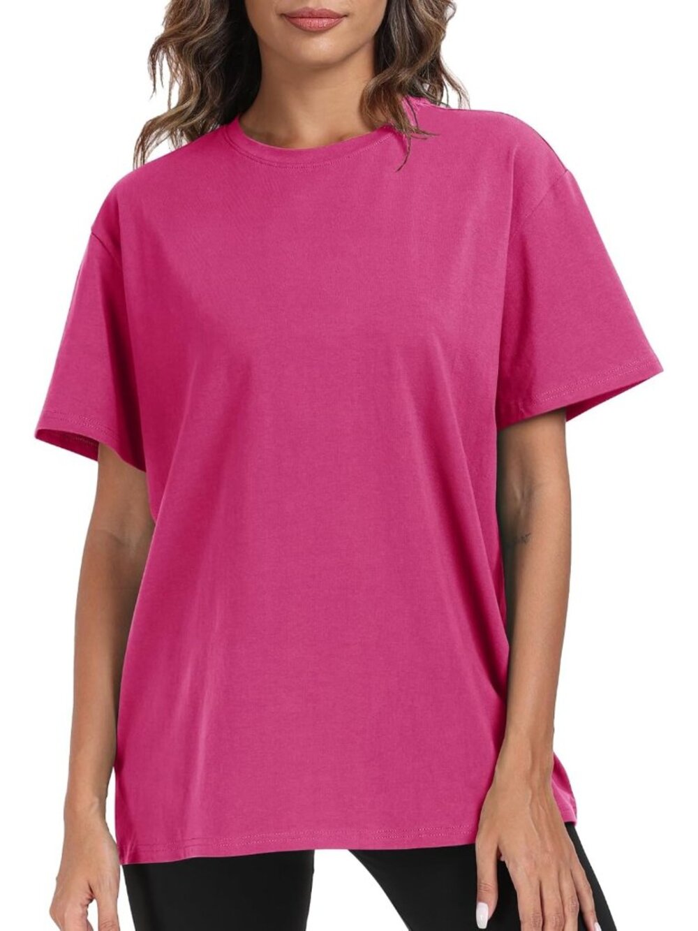 Trendy Oversized Short Sleeve Tee - Casual Crew Neck Cotton Summer Top